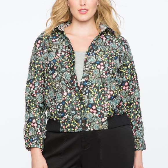 Eloquii Jackets & Blazers - Eloquii Floral Brocade Bomber Jacket